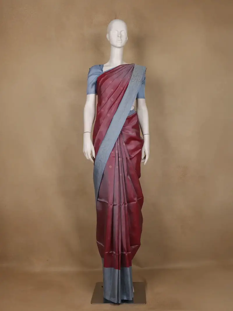 Maroon Floral Motif Design Soft Silk Saree 1