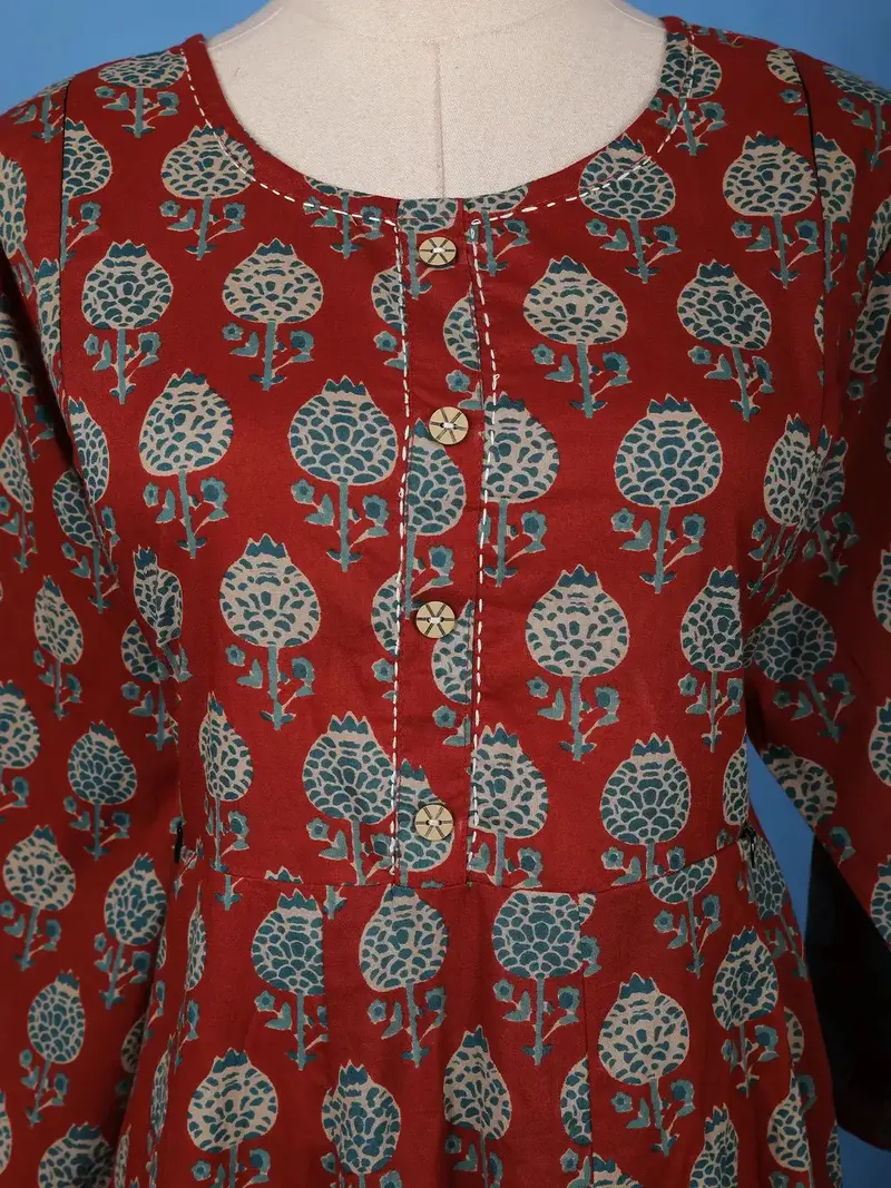 Maroon Floral Printed Cotton Salwar Suit 5