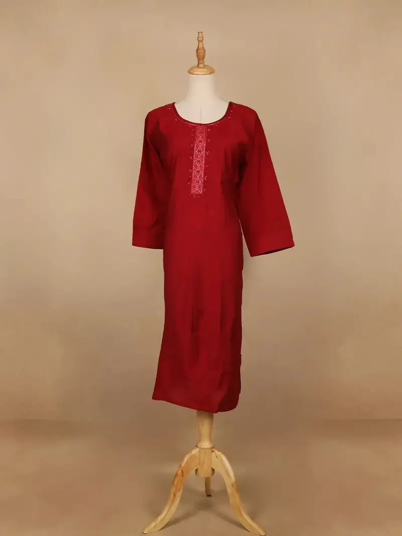 Maroon Floran Design Cotton Kurti 1