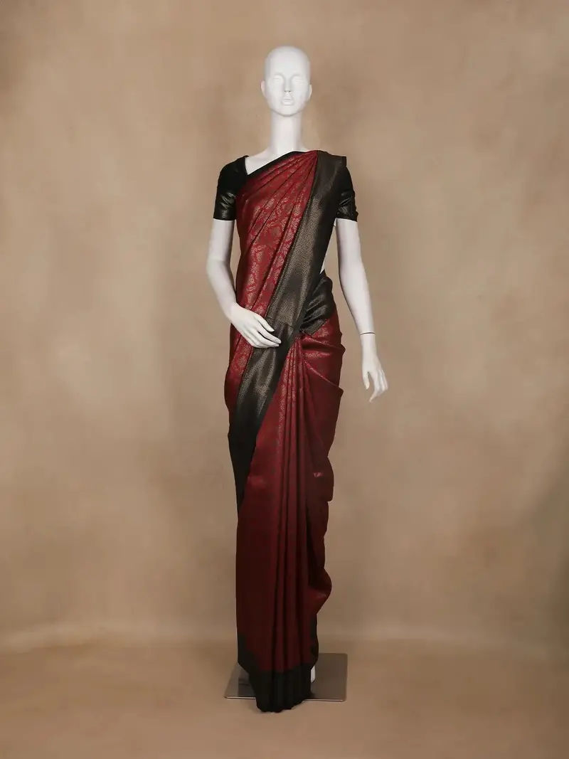 Maroon Geometric Design Semi Silk Saree 1