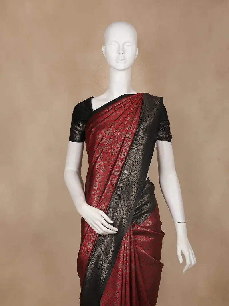 Maroon Geometric Design Semi Silk Saree 2
