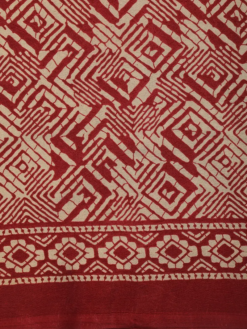 Maroon Geometric Printed Design Mixed Silk Cotton Fancy Saree 2