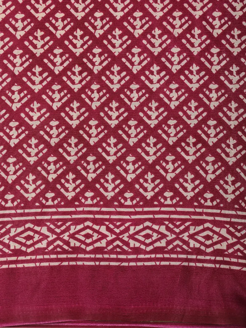 Maroon Geometric Printed Design Mixed Silk Cotton Fancy Saree 2