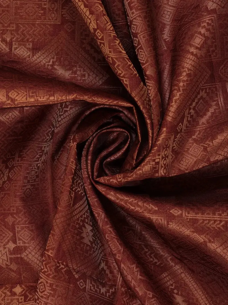 Maroon Geometric Woven Design Tussar Silk Saree With Contrast Border 2