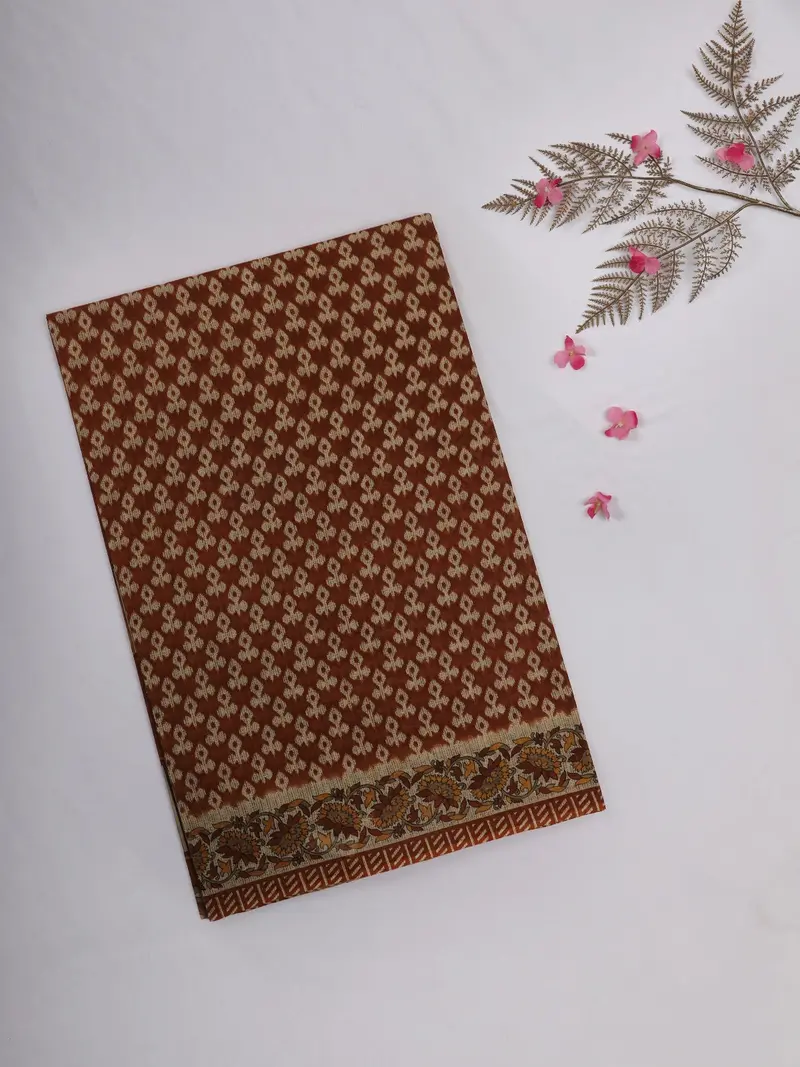 Maroon Ikat Printed Design Karishma Cotton Saree 1