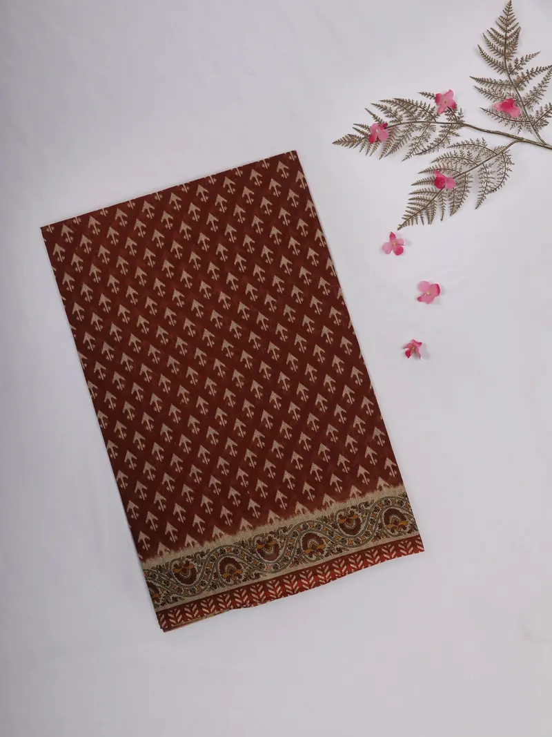 Maroon Ikat Printed Design Karishma Cotton Saree 1