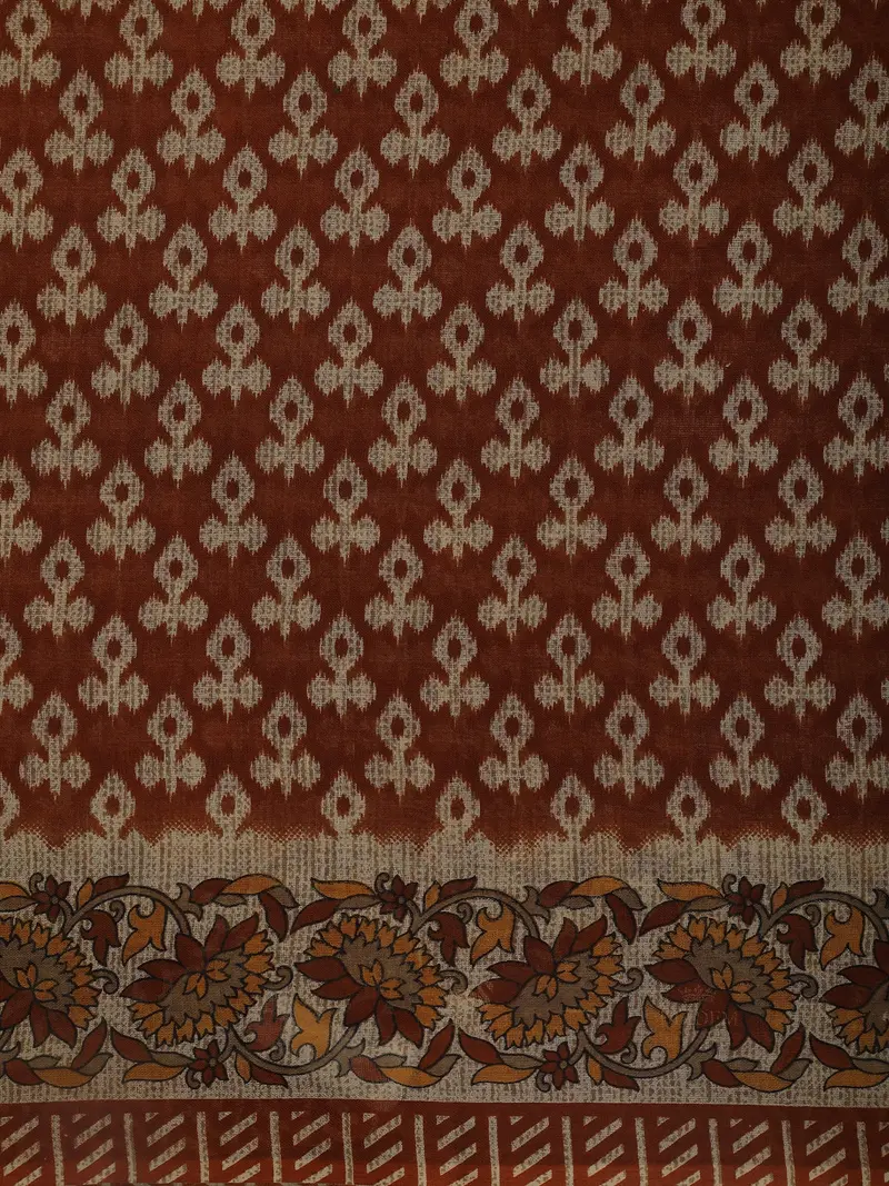 Maroon Ikat Printed Design Karishma Cotton Saree 2