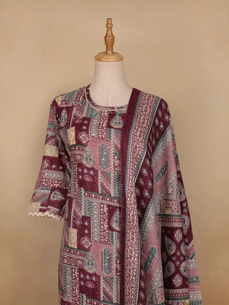 Maroon Multi-Print Straight Cut Salwar Suit 2