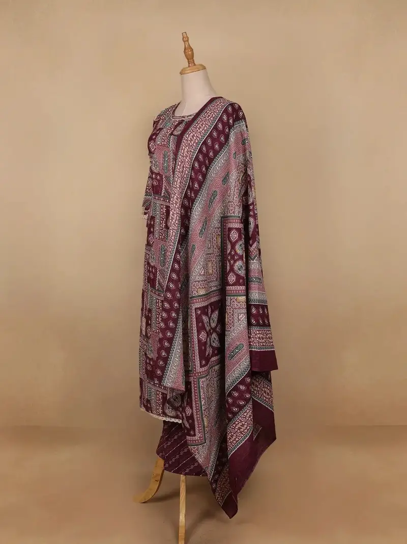 Maroon Multi-Print Straight Cut Salwar Suit 3