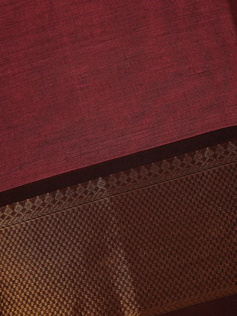 Maroon Solid Cotton Fancy Saree 2