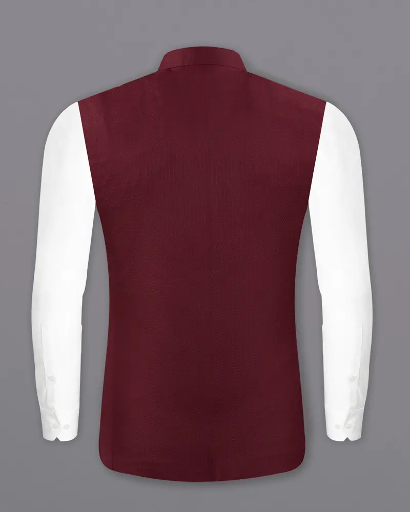 Maroon Textured Nehru Jacket 6
