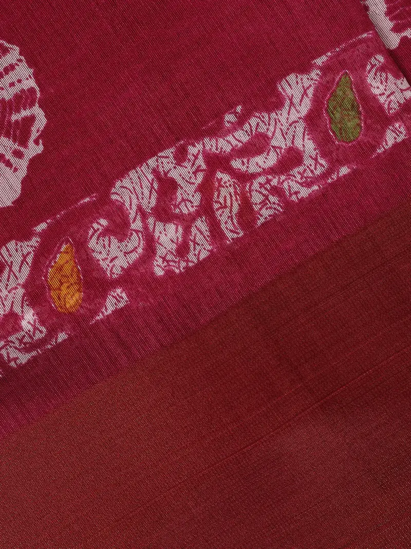 Maroon Tie-Dye Printed Fancy Cotton Saree 2