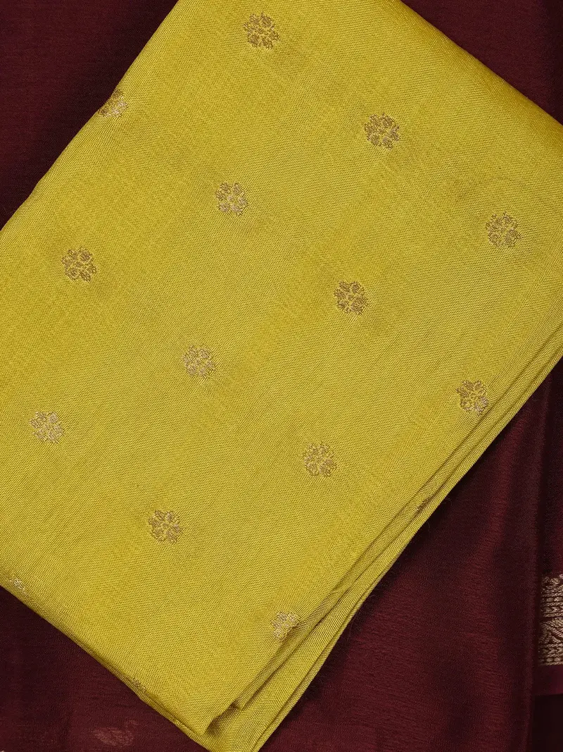 Maroon Wine Solid Design Antique Gold Zari Border Mysore Silk Saree 2
