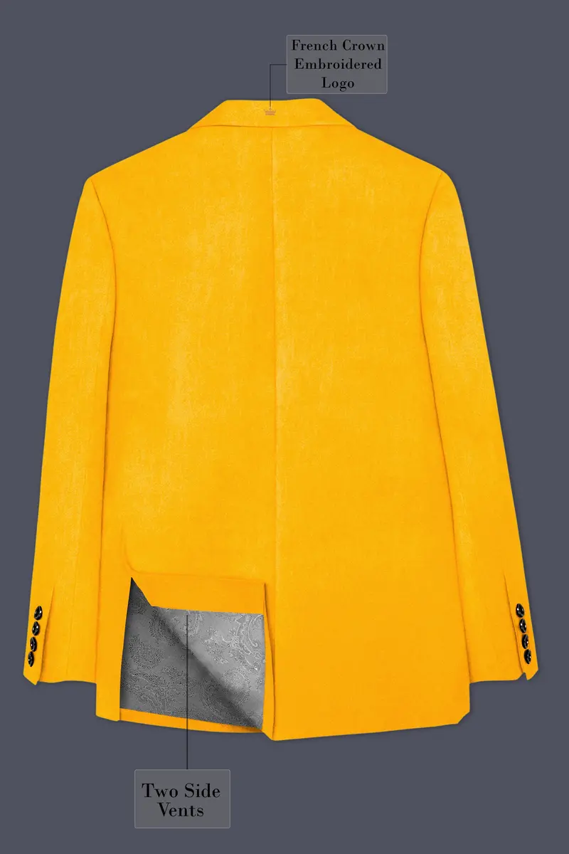 Marquis-Selective Yellow Velvet Peak Lapel Tuxedo Blazer 8