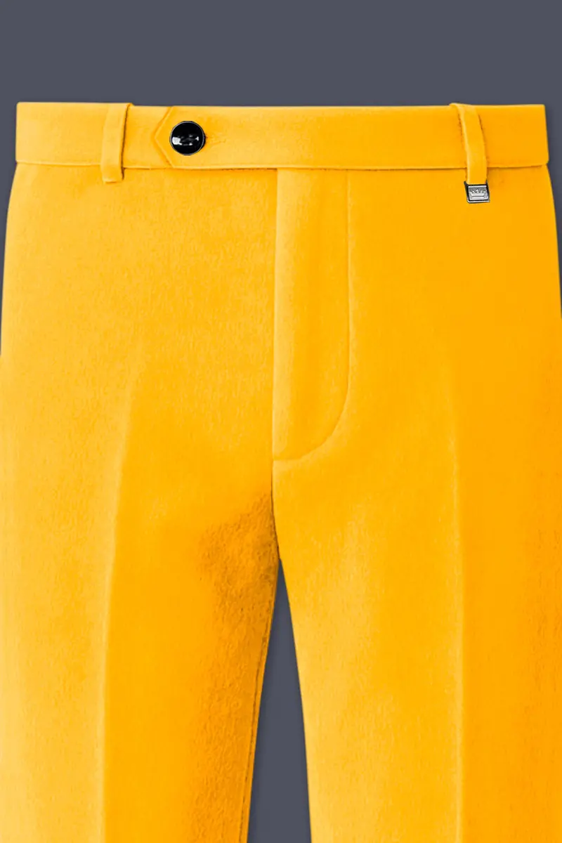 Marquis-Selective Yellow Velvet Peak Lapel Tuxedo Suit 13