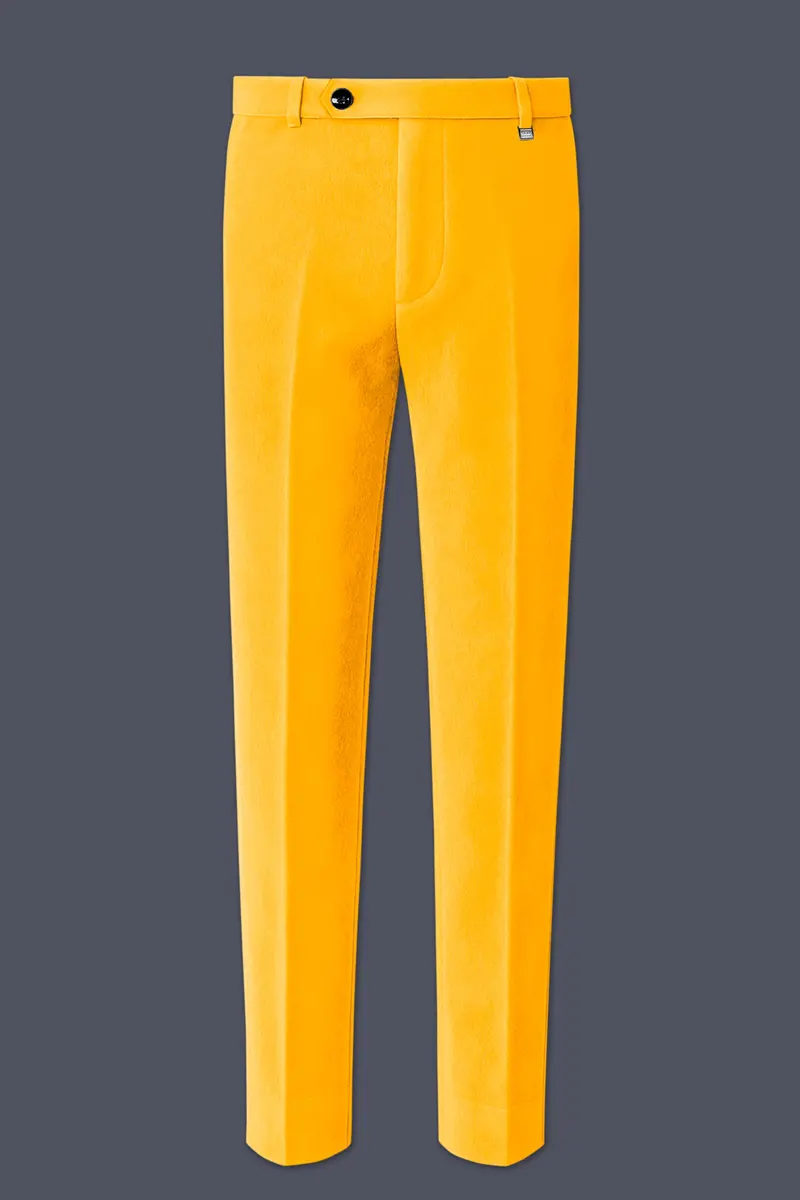 Marquis-Selective Yellow Velvet Peak Lapel Tuxedo Suit 14