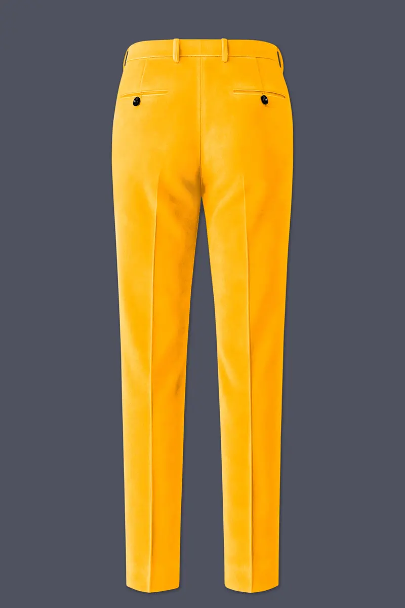 Marquis-Selective Yellow Velvet Peak Lapel Tuxedo Suit 15
