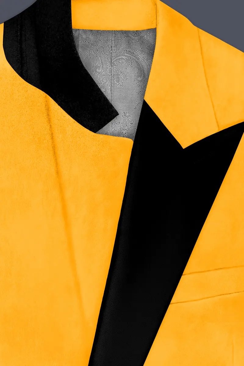 Marquis-Selective Yellow Velvet Peak Lapel Tuxedo Suit 5
