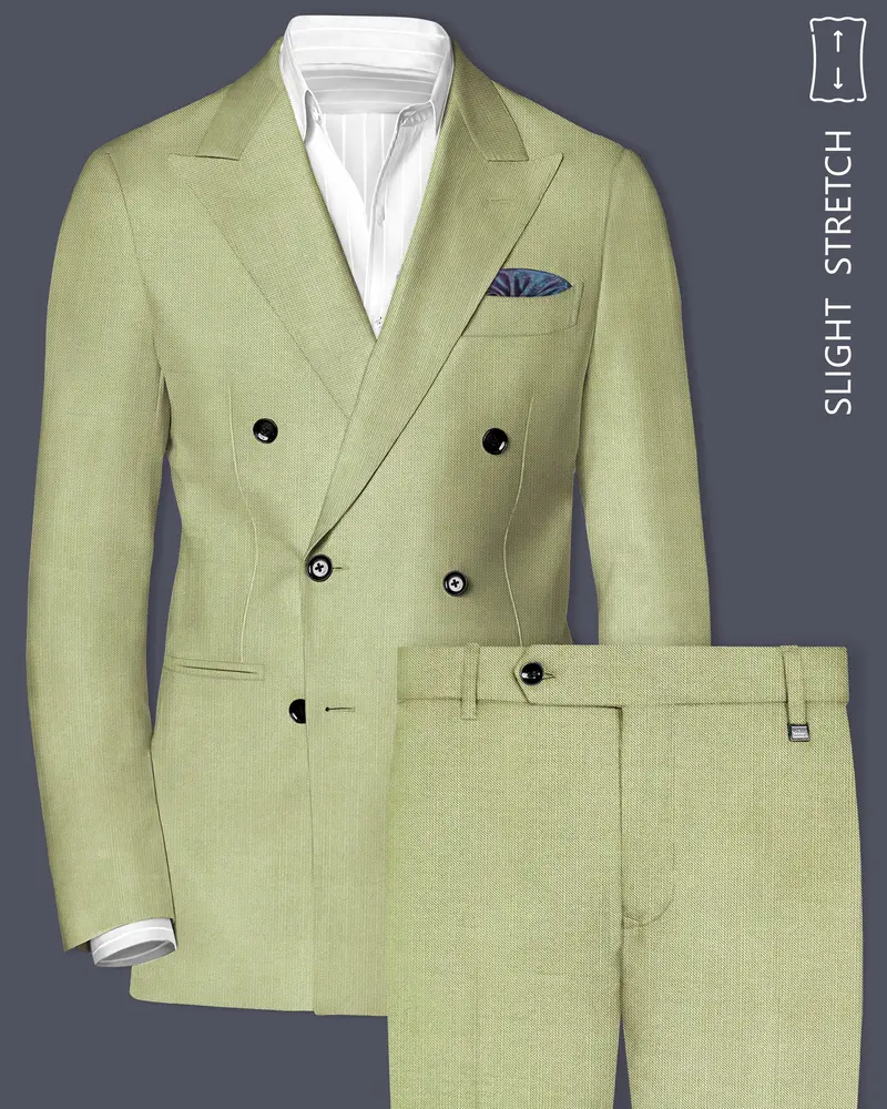 Marsh-Swamp Green Solid Wool Rich Double Breasted Slight Stretch Suit 1