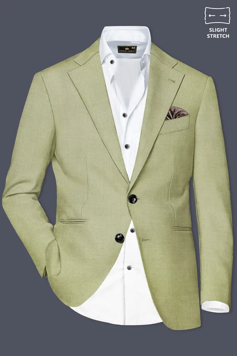 Marsh-Swamp Green Solid Wool Rich Single Breasted Slight Stretch Suit 10