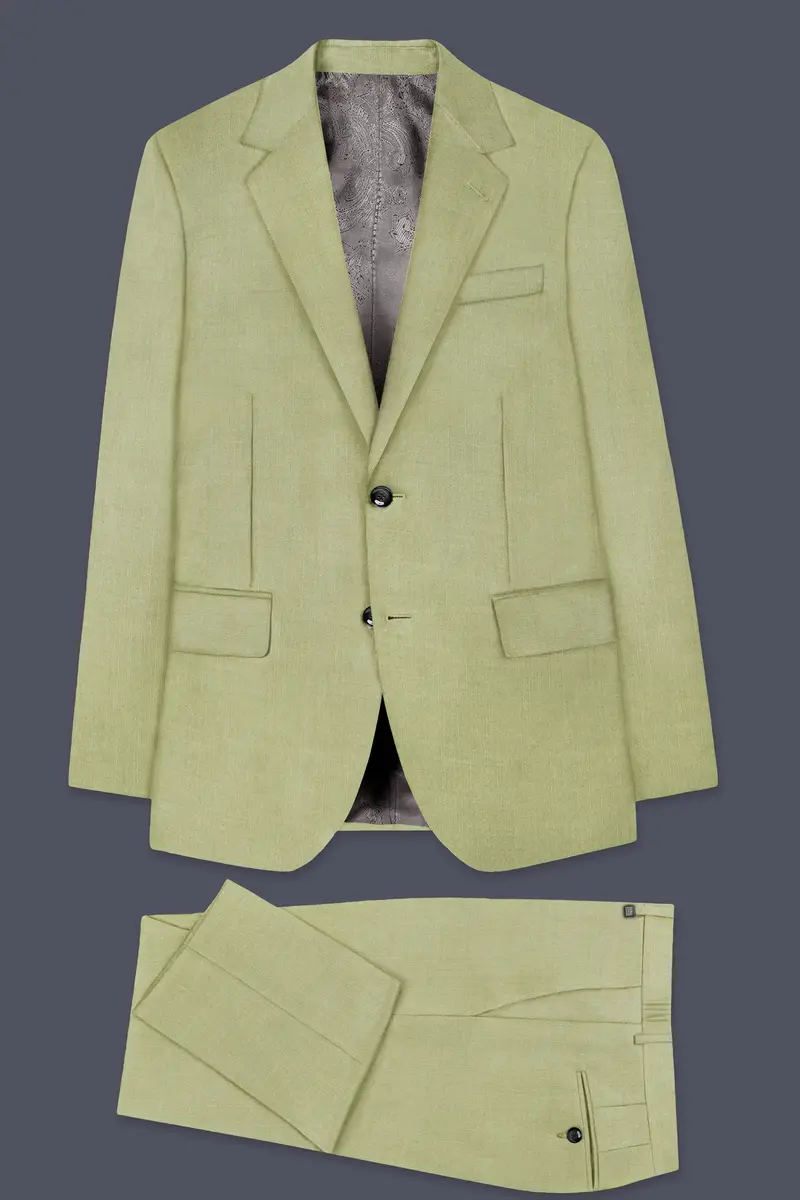 Marsh-Swamp Green Solid Wool Rich Single Breasted Slight Stretch Suit 11