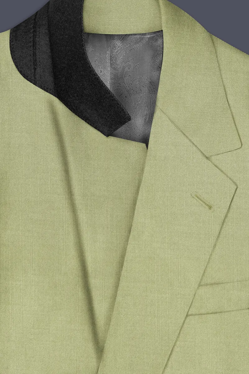Marsh-Swamp Green Solid Wool Rich Single Breasted Slight Stretch Suit 5