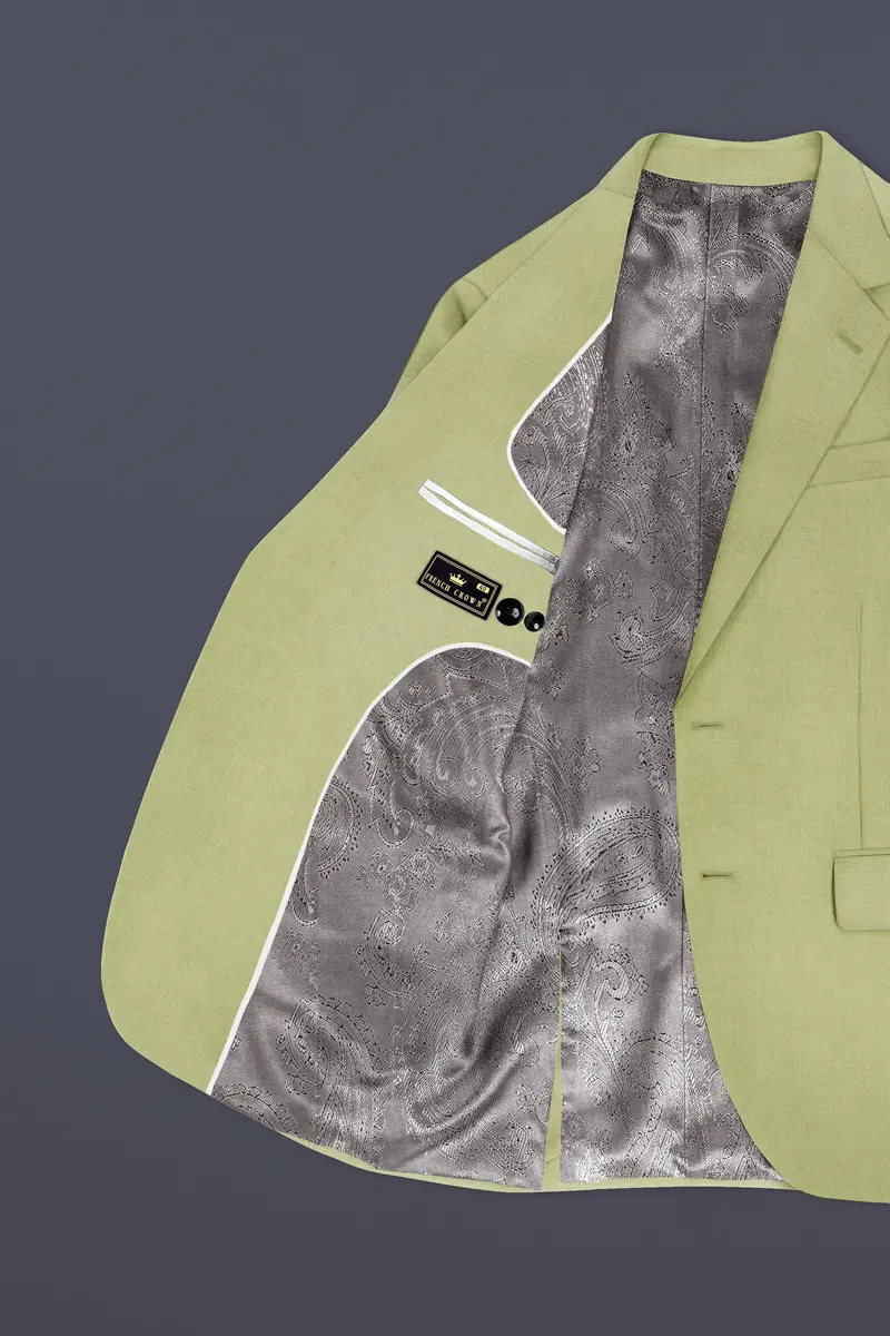 Marsh-Swamp Green Solid Wool Rich Single Breasted Slight Stretch Suit 6