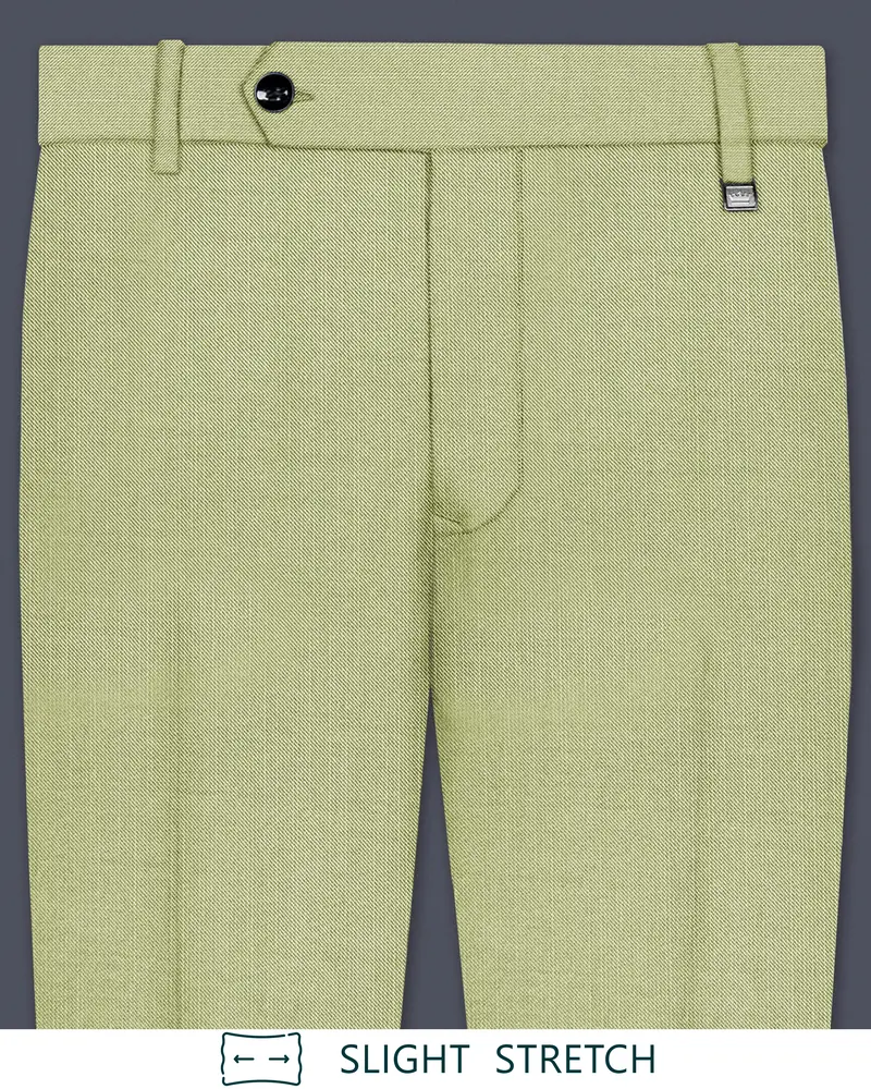 Marsh-Swamp Green Solid Wool Rich Slight Stretch Waistband Pant 1