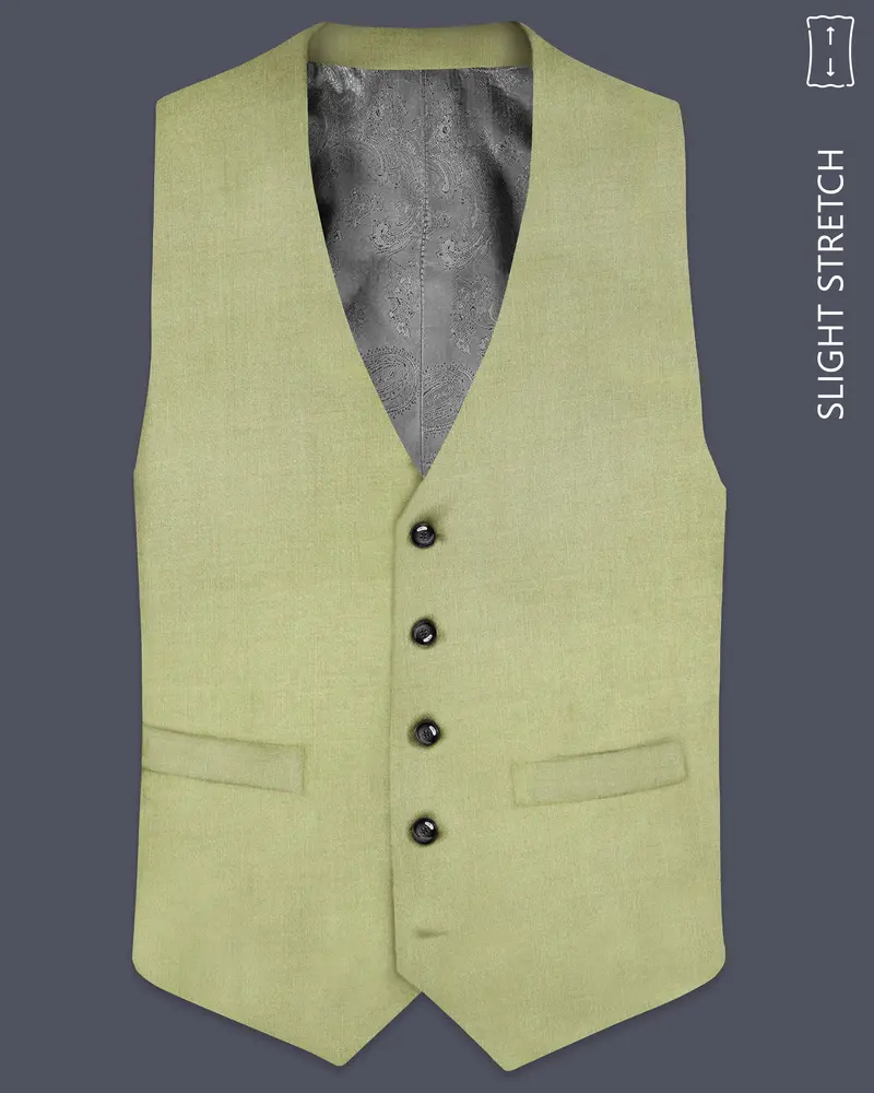 Marsh-Swamp Green Solid Wool Rich Slight Stretch Waistcoat 1