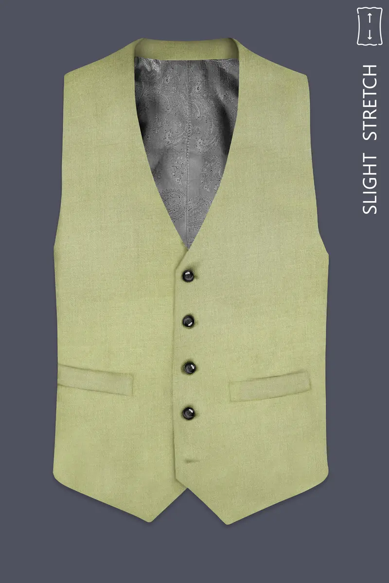 Marsh-Swamp Green Solid Wool Rich Slight Stretch Waistcoat 2