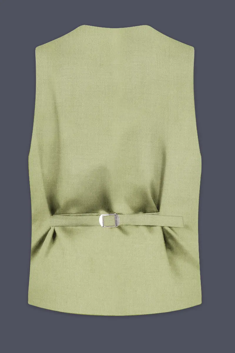 Marsh-Swamp Green Solid Wool Rich Slight Stretch Waistcoat 4