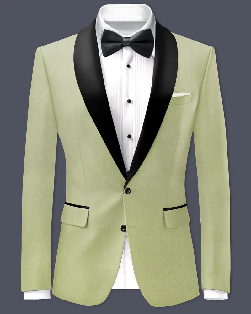 Marsh-Swamp Green Wool Rich Tuxedo Slight Stretch Blazer 1