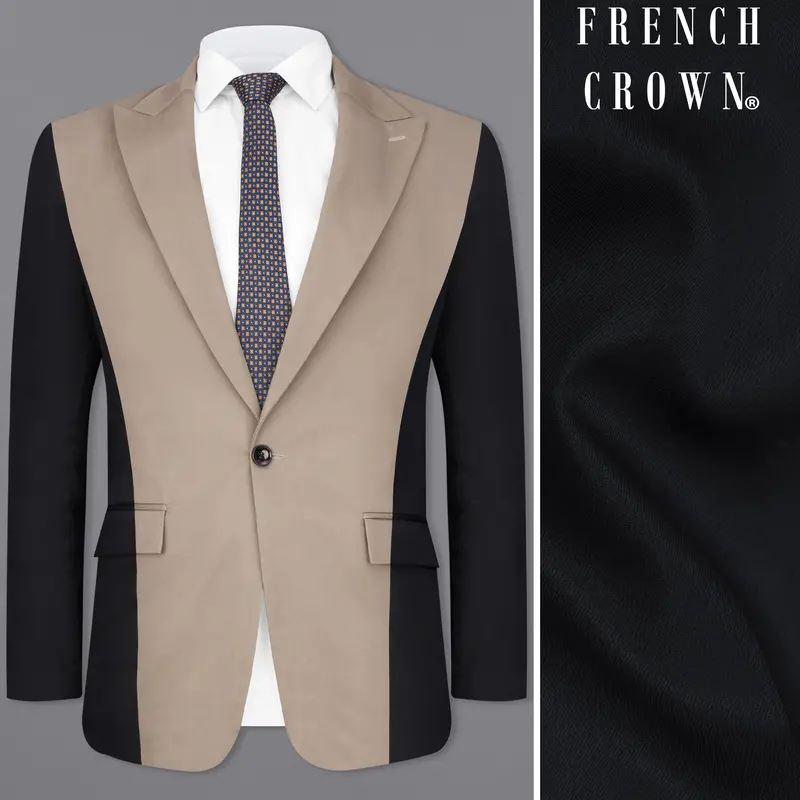 Martini Brown And Black Premium Cotton Designer Blazer 1