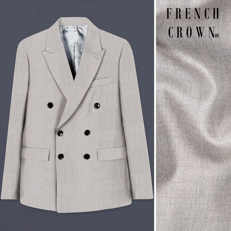Martini Cream Textured Wool Rich Double Breasted Blazer 1