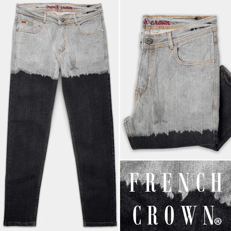 Martini Gray And Shark Black Heavily Washed Stretchable Denim 1