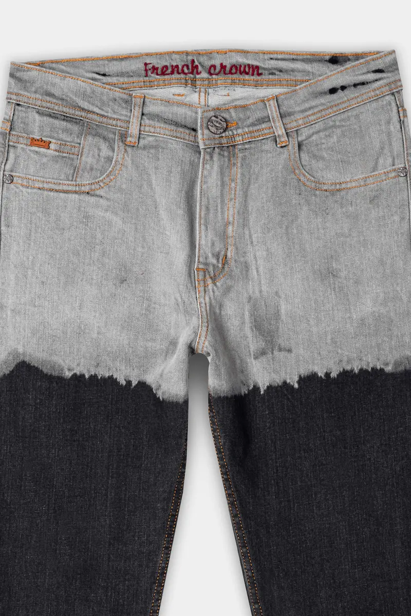 Martini Gray And Shark Black Heavily Washed Stretchable Denim 4