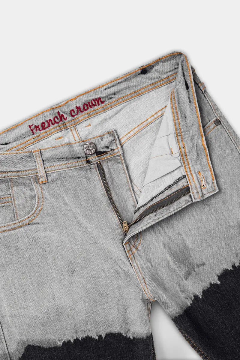 Martini Gray And Shark Black Heavily Washed Stretchable Denim 6
