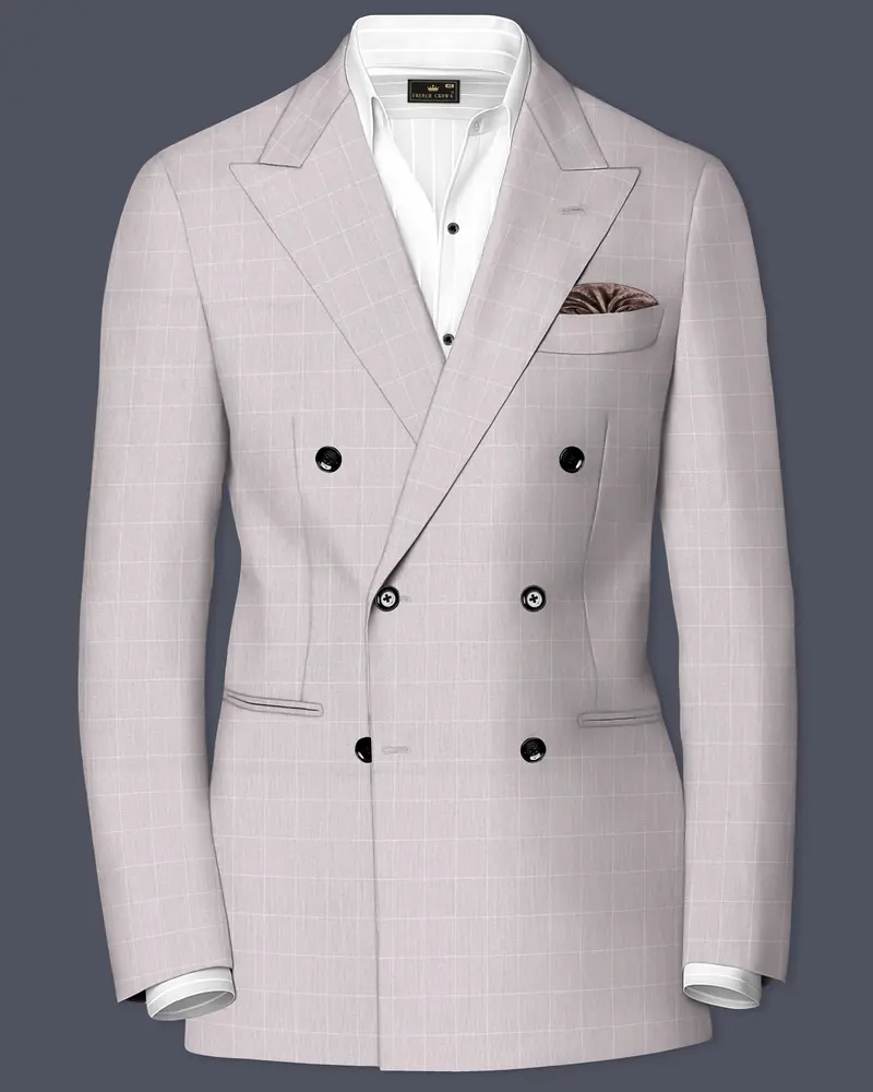 Martini Gray Checkered Double Breasted Blazer 1