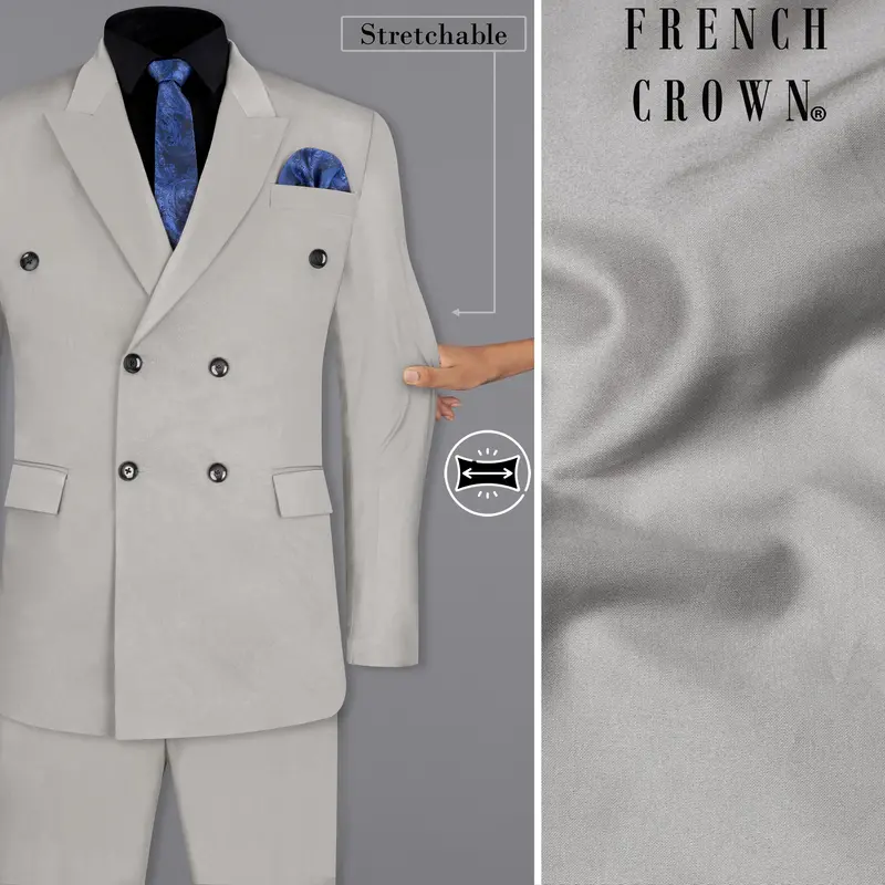 Martini Gray Stretchable Double Breasted Premium Cotton Traveler Suit 1