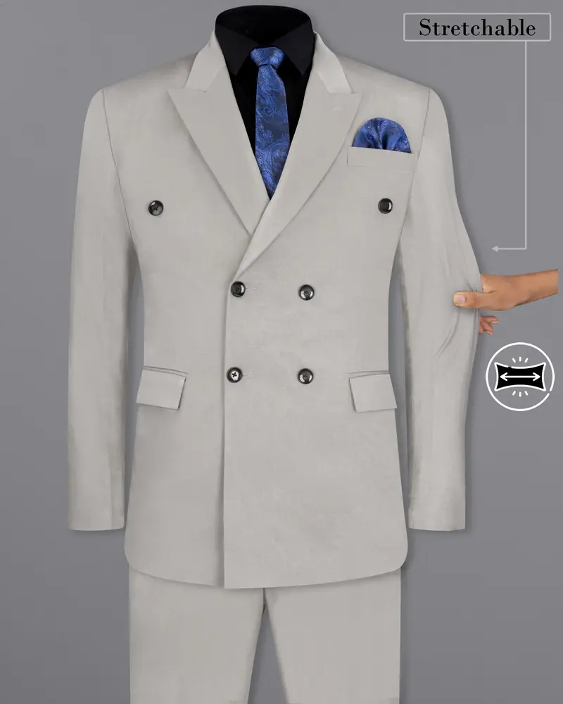 Martini Gray Stretchable Double Breasted Premium Cotton Traveler Suit 2
