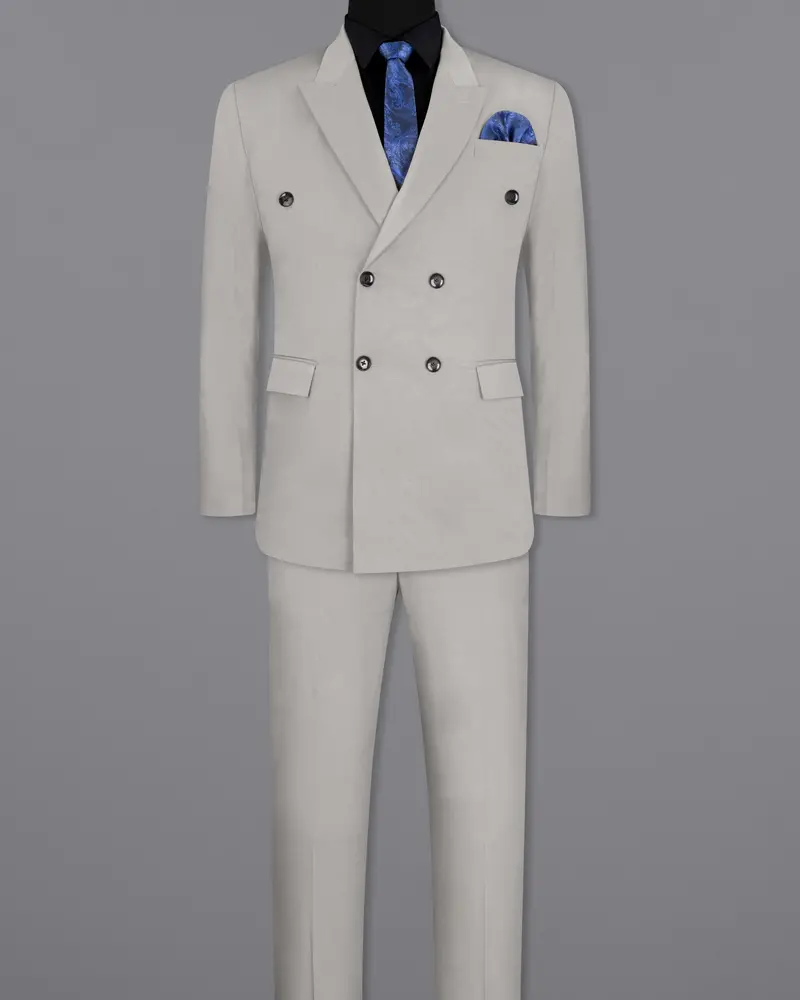 Martini Gray Stretchable Double Breasted Premium Cotton Traveler Suit 4