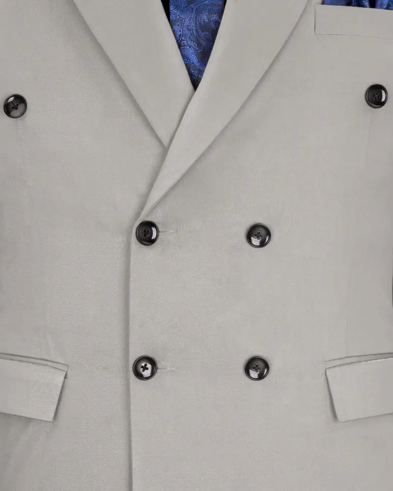 Martini Gray Stretchable Double Breasted Premium Cotton Traveler Suit 5