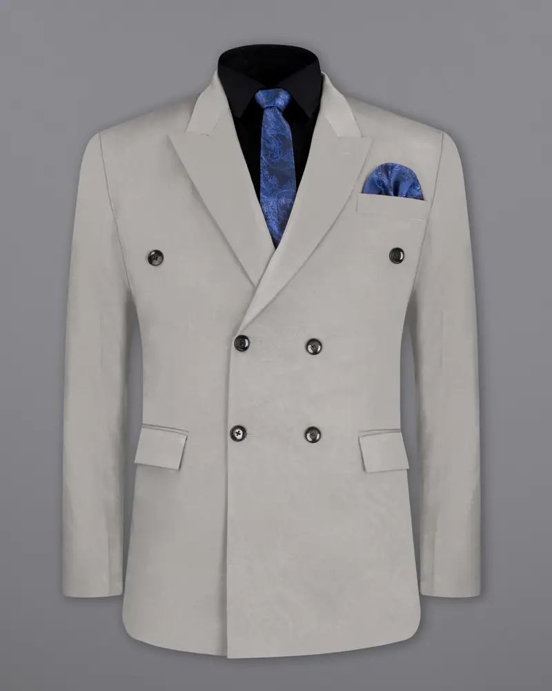 Martini Gray Stretchable Double Breasted Premium Cotton Traveler Suit 9