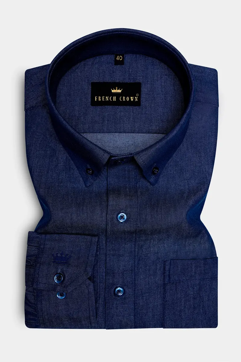 Martinique Blue Button Down Chambray Shirt 4