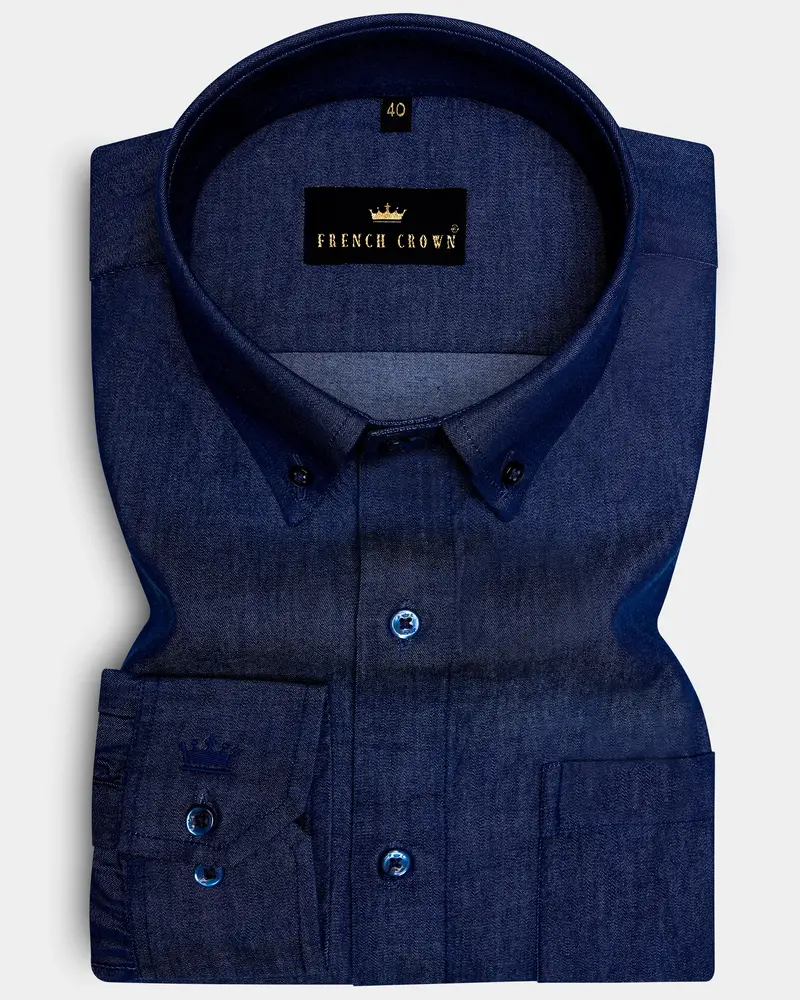 Martinique Blue Button Down Chambray Shirt 6