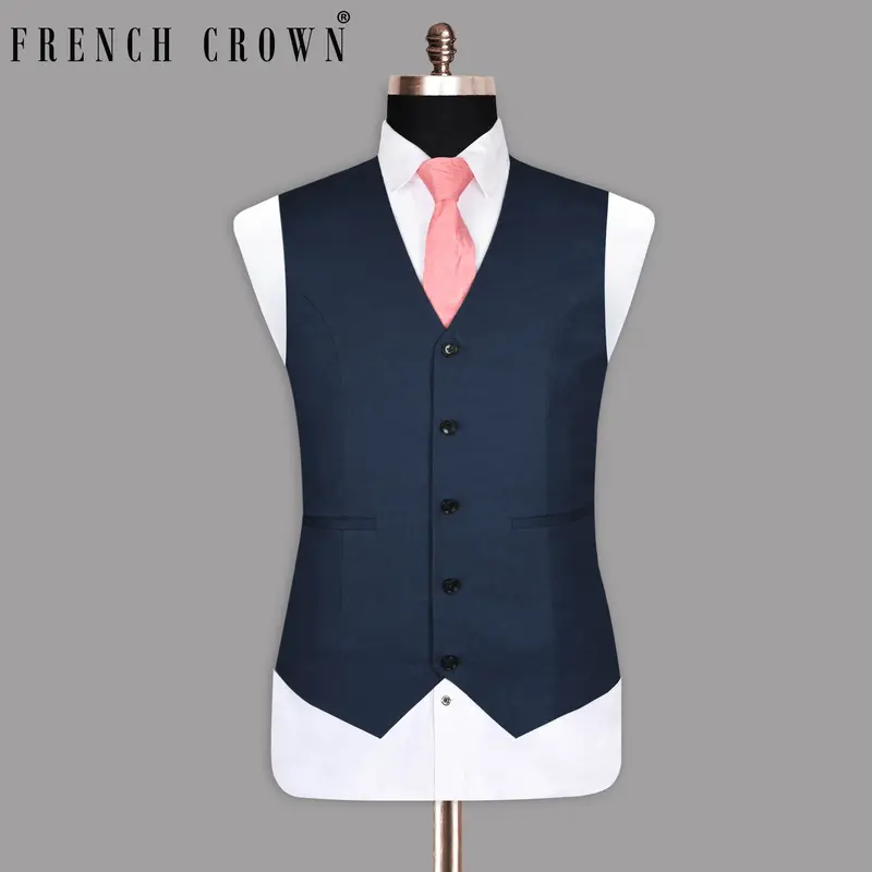Martinique Blue Luxurious Linen Waistcoat 1
