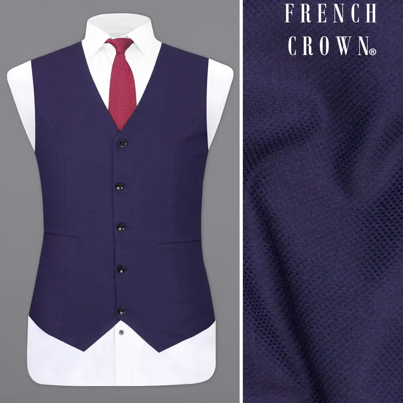 Martinique Blue Premium Cotton Designer Waistcoat 1
