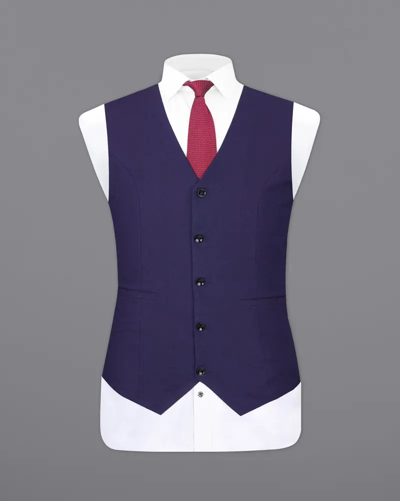 Martinique Blue Premium Cotton Designer Waistcoat 2
