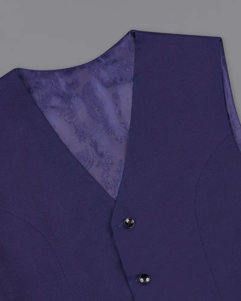 Martinique Blue Premium Cotton Designer Waistcoat 4