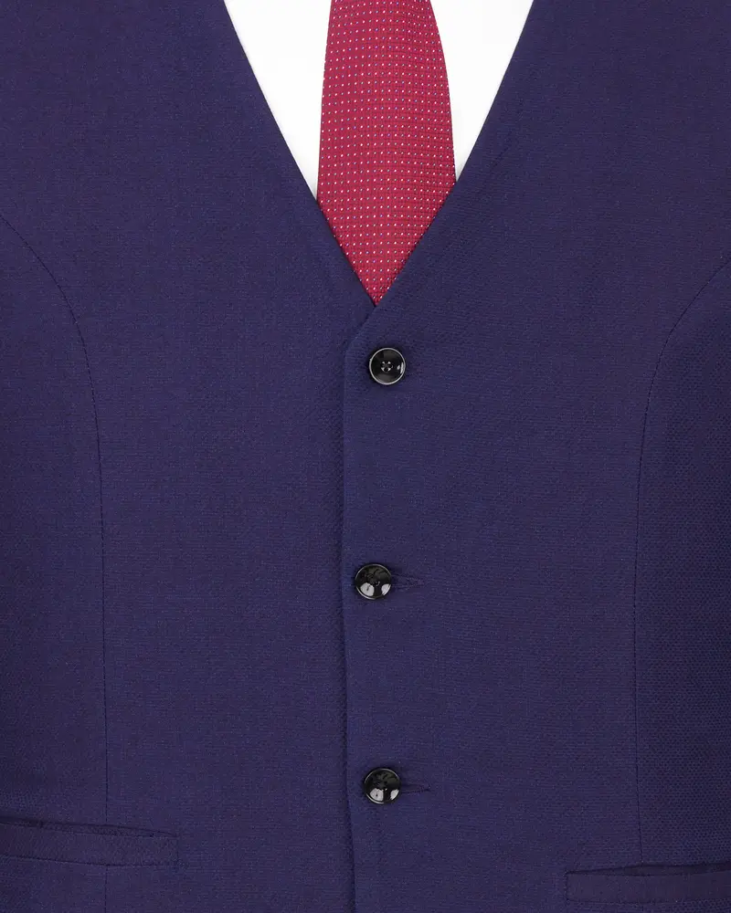 Martinique Blue Premium Cotton Designer Waistcoat 5